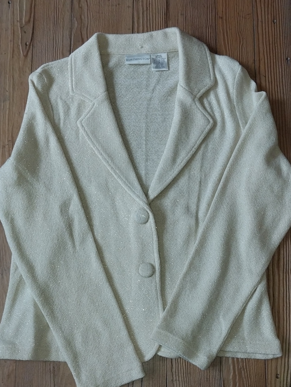 Worthington Ivory Glitter Two-Button Knit  Blazer